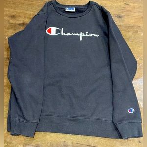 Plain Black Champion Sweatshirt w Logo